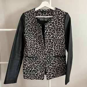 Amanda + Chelsea Faux Leather Leopard Print Blazer